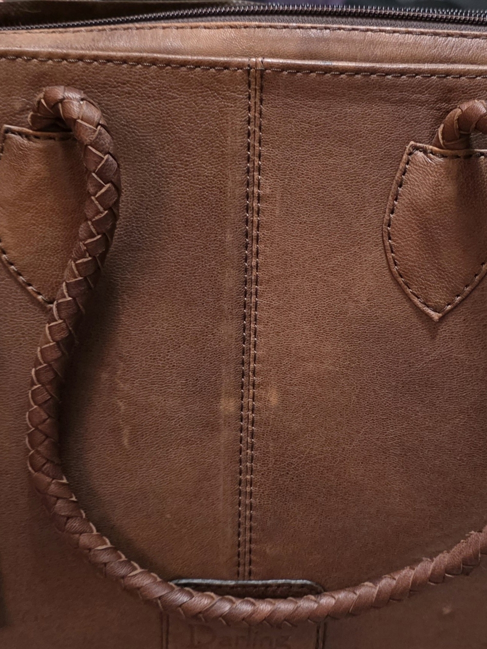American Darling Brown Tooled Leather Sunflower Tote with Turquoise Accents - Picture 4 of 6